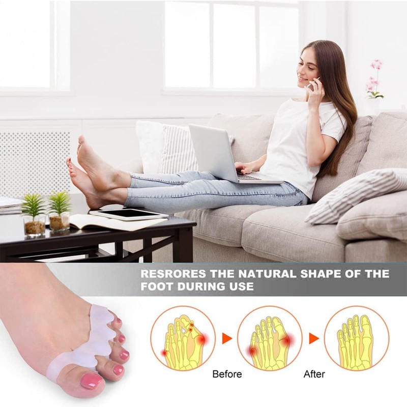 Toe Spacers(2 Pair), Gel Toe Separators to Correct Toes, Bunion