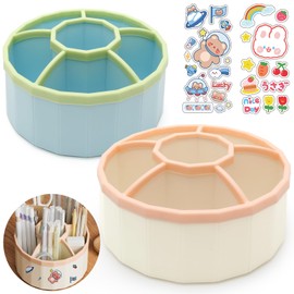 Pen Holder, 2 Pieces Pen Organiser Rotatable for Office, Kids Desk, Stationery Organiser, Plastic, Pen Holder Pen Box for Desk Tidy, 360 Degree, 9 Compartments