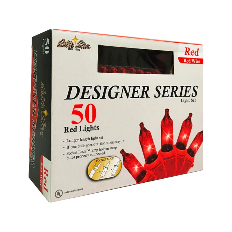 Brite Star 50 Lt Designer Series Mini Lights, Red, Red