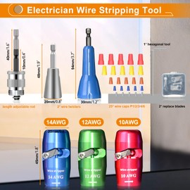 Luckyway Wire Stripper for Drill with Professional Electrician Wire Stripping and Twisting Tool, Wire Twister Tool for Drill, Quick Change Connector and Wire stripping Faster(Colorful, 3 PCS 10-14AWG)