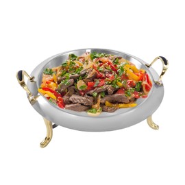 LINISHOP Chafing Dish 3L/3.17QT Round Catering Stainless Steel Chafer Chafing Dish Set Buffet Food Warmer Tray Container w/Lid and Chafing Fuel Holder for Kitchen Party Dining Buffet Camping (Gold)