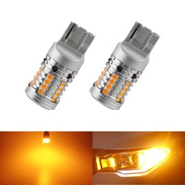 Catland T20 LED Turn Signal, Single Amber, Anti-Hifla, Pinch Different, Built-in Resistor, Built-in Canceller, 7440 W21W, WY21W, Rear Front Car Bulb, 12 V, Turn Signal Valve, Orange High Brightness, 2