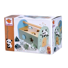 Eichhorn - Panda Linie plug-in box, plug-in toy including 8 different plug-in blocks, door for opening, 9 pieces, 12.5 x 19 x 15 cm, made of birch wood, from 1 year