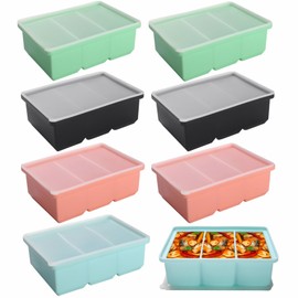 Silicone Freezer Tray with Lid - 1 Cup Silicone Food Freezer Tray - Large Ice Cube Freezer Molds - Soup, Sauce, leftovers, Homemade Meal Prep Freezing Kitchen Storage Containers - Multicolor - 8-Pack