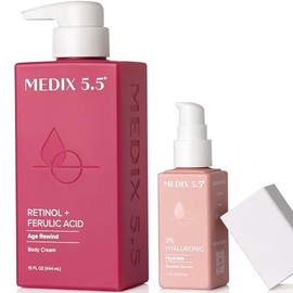 Medix 5.5- Set de 2 piezas para el cuidado de la piel con loción corporal con retinol y suero hidratante potenciador de ácido hialurónico al 3% de MED