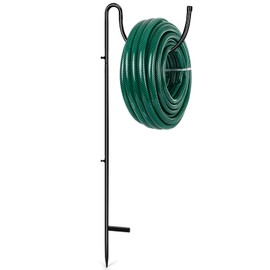 Tandefio Metal Outdoor Hose Holder Ground Mounted Freestanding Hose Hanger Water Hose Holder Stand Heavy Duty Garden Hose Rack for Hose Storage Outdoor Yard Lawn, Black