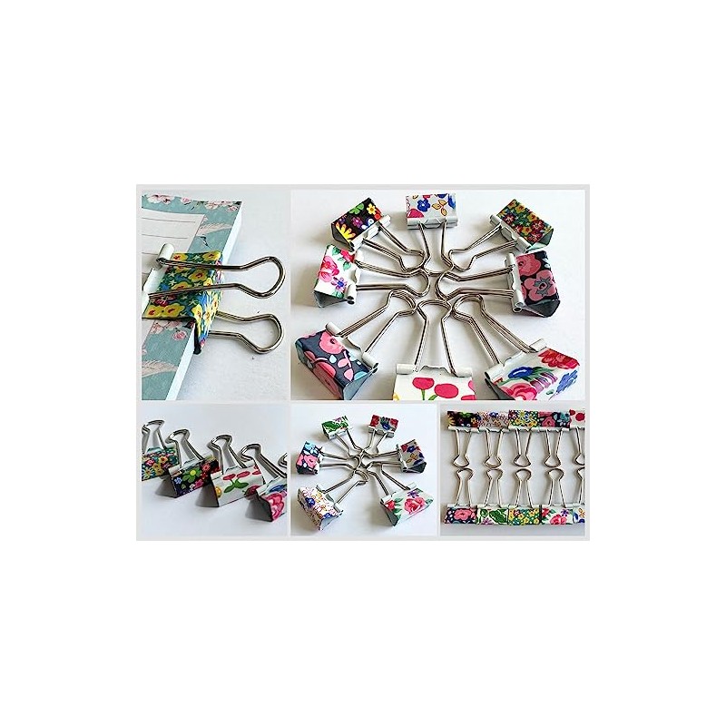 25mm Assorted Flower Design Metal Binder Foldback Clips Bulldog/Paper Clips/Binder