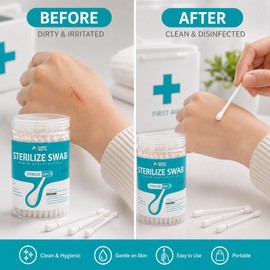 Iodophor Cotton Swabs for First Aid Kits – Individually Wrapped Disposable Cleaning Sticks for Home & Travel