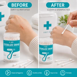 Iodophor Cotton Swabs for First Aid Kits – Individually Wrapped Disposable Cleaning Sticks for Home & Travel