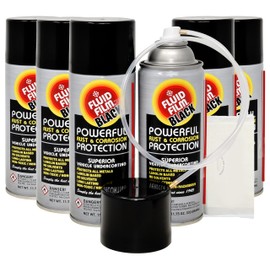 Fluid Film 11.75 Oz Undercoating Protection Aerosol Spray Can Black 6 Pack, Rust Inhibitor and Prevention, Anti Corrosion and Lubricant, Spray Can Extension Wand