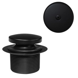 Westbrass D93-62 1-1/2" Coarse Thread Tip-Toe Bathtub Drain Plug Trim Set with One-Hole Overflow Faceplate, Matte Black