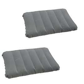 LiXiongBao 2 Pack Gray Ultralight Inflatable Pillow Small Squared Flocked Fabric Air Pillow for Hiking,Camping,Traveling,Napping,Desk Rest,Neck &Lumbar Support