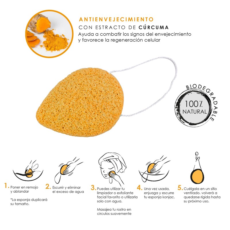 Casalfe Konjac Natural Face Sponge 100% Biodegradable Gentle Exfoliating Contains
