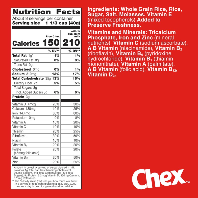 Rice Chex Gluten Free Breakfast Cereal, Homemade Chex Mix Ingredient,