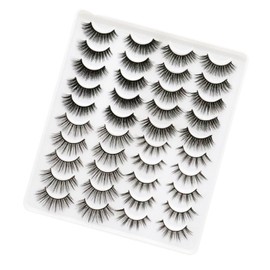 20 Pares de Pestañas Naturales, Pestañas Postizas 3D Esponjosas, Gruesas y Cómodas para Fiestas, Trabajo, Compras