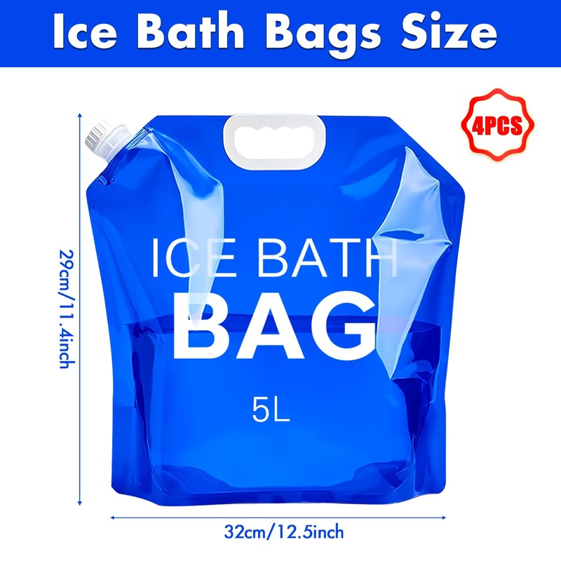 Tryitsbest 4 Pack Ice Bath Bags Reusable, Large Capacity Cold