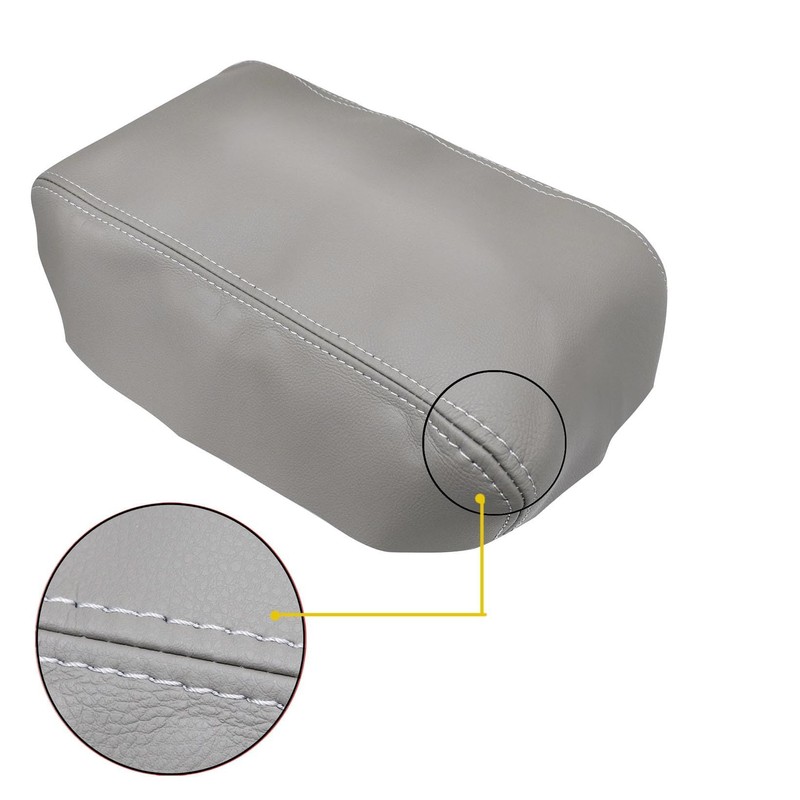 NLQR Center Console Lid Armrest Cover Replacement Microfiber Leather Gray