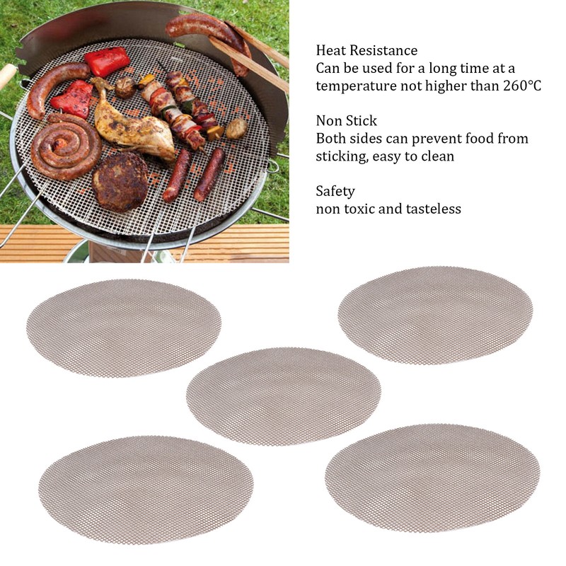 5Pcs High Temperature Resistant Barbecue Round Mat Reusable Non Stick