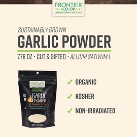 Frontier Co-op Organic Garlic Powder, 7.76-Ounce Bag, Pure and Natural Garlic Seasoning | Non-GMO and Kosher Certified | Add Flavor to Your Savory Dishes