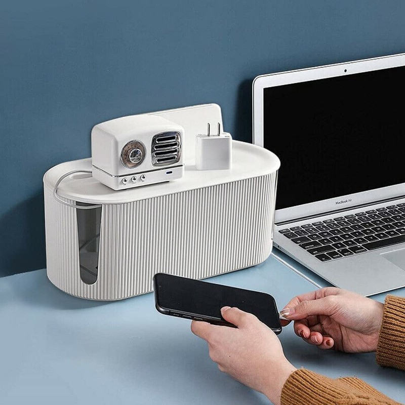 Cable Storage Box Tidy Wire Management Case Power Plug Socket