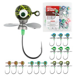Propeller Dual-Eye Jig Head Mixed Set - 15PCS Fishing Jig Heads with Spinner Blades, 4 Sizes, Sharp Hooks, for Freshwater and Saltwater (1/4 oz)