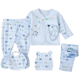 FITFIFTH POD Newborn Baby Clothes & Essentials Gift Set Baby Girls Blue Layette Set With Hedgehog Prints