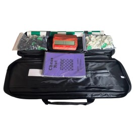 Chess Executive Bag Tournament Combo Woodgrain Pro clock, bag, board, pieces