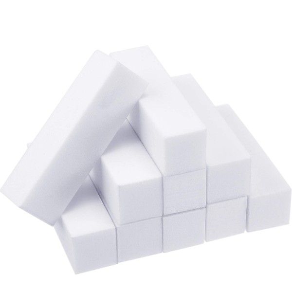 Paquete de 20 bloques de lijado para uñas de grano denso de esponja para uñas, Blanco