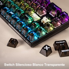 TERPORT Teclado Mecánico Transparente de RGB Retroiluminación, Z11 E158 Teclado Español Compacto de 69 Teclas, Teclado Portátil 65, Keyboard Gaming
