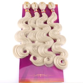 Body Wave Synthetic Hair Weave 4 Hair Bundles Deals 16 18 18 20 Inches Color 613 Blonde Synthetic Hair Weft