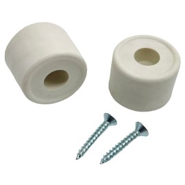 Rubber Door Stops/Wall Protectors with Screws (Large (33mm) White)