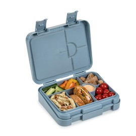 nouka Grand Bento Box | Easy to open latches | Spill Proof Design | 6-Compartment Removable Tray | Wave