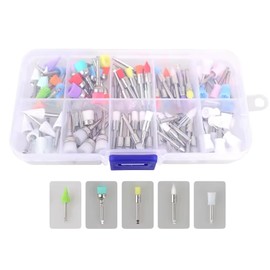 Kit de Cepillos para pulir y Gomas para pulir, 100 Piezas Variadas dentales para profilaxis, Multicolor, con Caja Organizadora