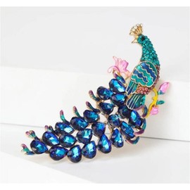 Luxury Crystal Peacock Brooches For Women Unisex Shining Big Bird Animal Party Office Brooch Pin Fashion Jewelry Suit Dress Accessories