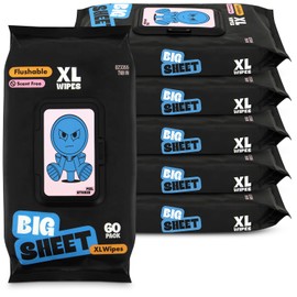 XL Flushable Wipes, 6 Packs of Wipes Flushable Pack Contains 60 Wipes Each, Perfect Wet Wipe Flushable for Everyday Hygiene and Travel, Ultimate Flushable Wipes for Adults, Women and Men