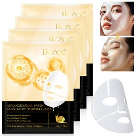 Advanced Snail Mucin Glass Glow Hydrogel Mask, Collagen Face Masks Skincare, Collagen Night Wrapping Mask, Snail Mucin Korean Skincare(4 PCS)