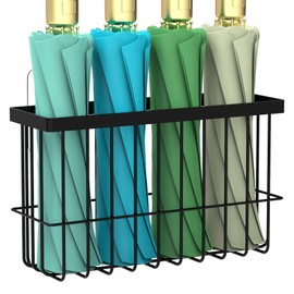 DODAMOUR Umbrella Stand for Entryway, Metal Umbrella Holder Wall Mount, Indoor Umbrella Storage Organizer Rack for Home, Office, Hallway (Black)