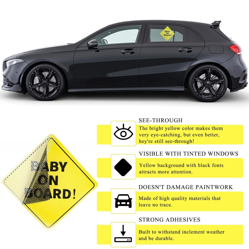 MUQIDA 2PCS Baby On Board Sticker for Cars, 5" by
