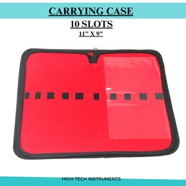 HIGH TECH INSTRUMENTS Salon Scissors Tweezers Pouch Faux Leather Bag Storage Case Holder Hair Stylist Grooming Tools Organizer With Zipper & Elastic Loops (10 Holding Slots - 11"x9")