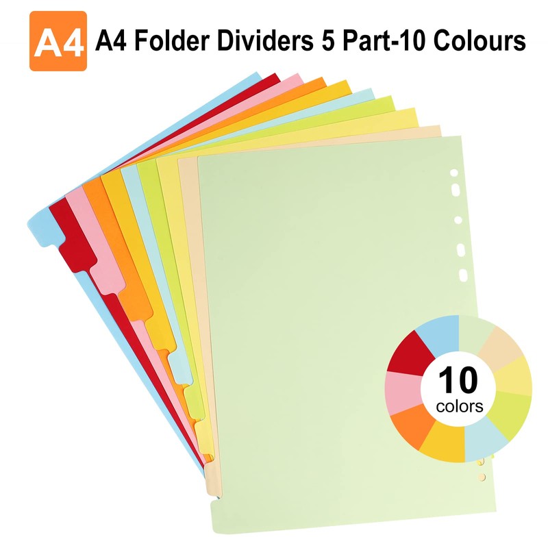 (Pack of 10) Folder Index Dividers A4 Folder Dividers 10