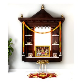 zig zag Lakshmi Saraswati Ganesha Ji Photo Frame For Wall / Table / Pooja Room ( 7x9 inches, Acrylic Glass) Golden