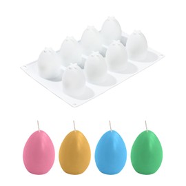 Liobelon Silicone Egg Molds - 8-Cavity Easter Egg Shaped Mold for Chocolate, Candy, Fondant, Jello, Baking, Soap, Resin, Lotion Bar