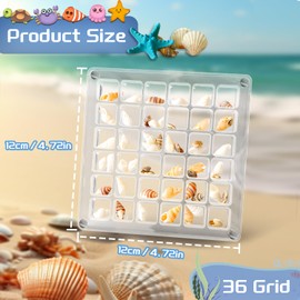 Acrylic Magnetic Seashell Display Box 36 Grids Sea Shell Display Case Double Sided Opening Acrylic Magnetic Sea Shell Display Case for Seashell Starfish Trinket Bead Nail Jewelry