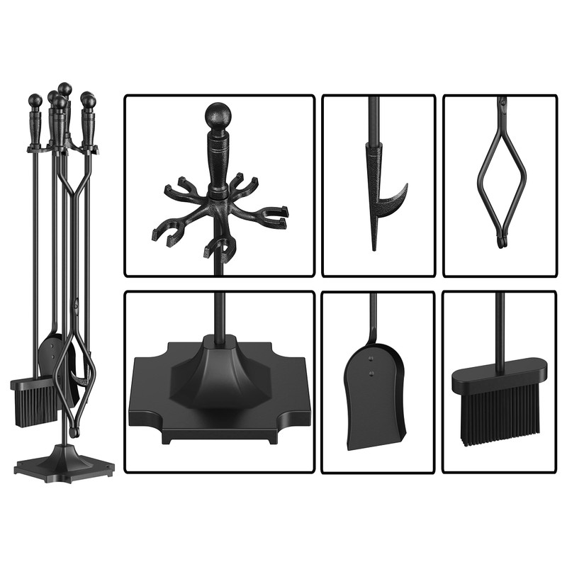 Fire Beauty Fireplace Tools Set 5 Pieces Wrought Iron Fireset