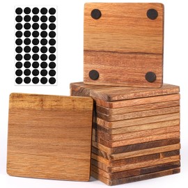 16 posavasos de madera sin terminar, posavasos cuadrados de madera de acacia de 4 pulgadas para manualidades con puntos de silicona antideslizantes...