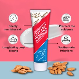 Glycerodermine, scent of almonds, with Vitamin E, 50 ml- Hydrating Cream, Hand Feet and Body Moisturizer, with Glycerin for Dry Skin
