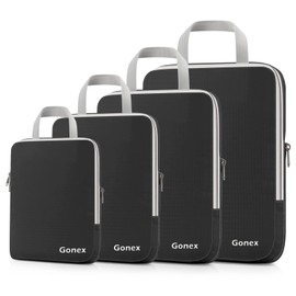 Gonex Compression Packing Cubes in a Set of 3 or 4, 4-Piece Set of Packing Cubes / Luggage Organisers / Garment Bags for Travel