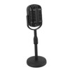 Antique Microphone Decor with Stand Black Realistic Lightweight Retro Microphone