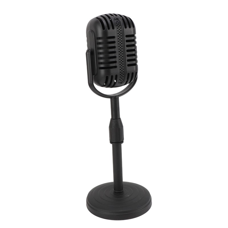 Antique Microphone Decor with Stand Black Realistic Lightweight Retro Microphone