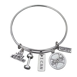 Infinity Collection No Excuse Exercise Bracelet, Weighted Barbell Dumbbell Charm, Workout Gifts